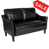 Flash Furniture SL-SF915-2-BLK-GG Asti Upholstered Loveseat in Black Leather
